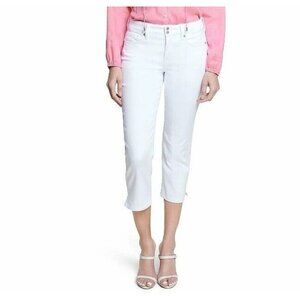 NYDJ Cool Embrace Skinny Crop Side Slits Optic White Petite 14